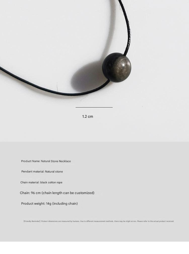 6-piece Vintage Geometric Natural Stone Bead Pendant Necklace Adjustable Black Rope Collarbone Chain Unisex Boho Jewelry Gift — image 5