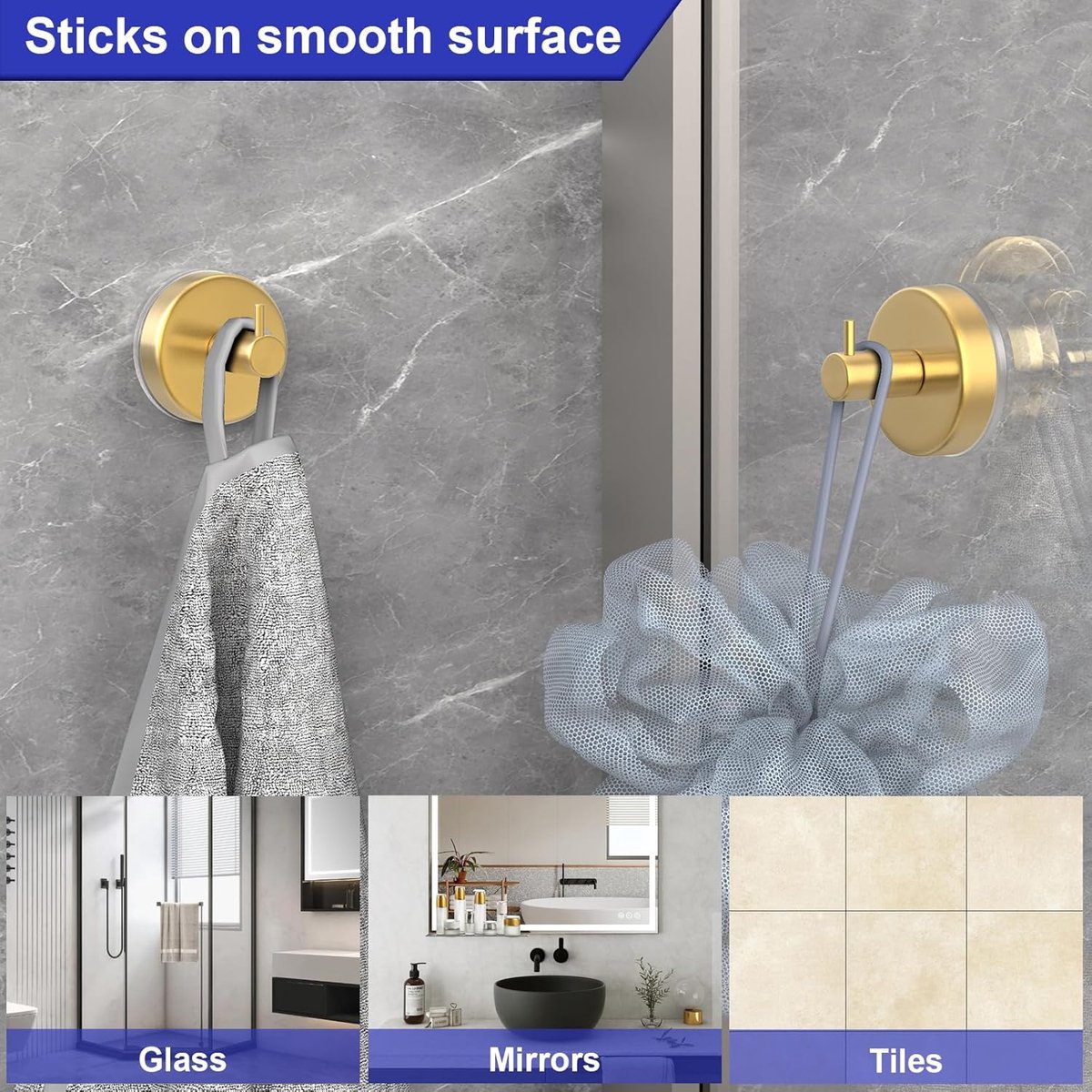 4 pieces - 6 × 5.5 cm - Suction cup hooks - Hooks with vacuum suction cup - towel hooks without drilling - waterproof - suction cup hook for shower — image 4