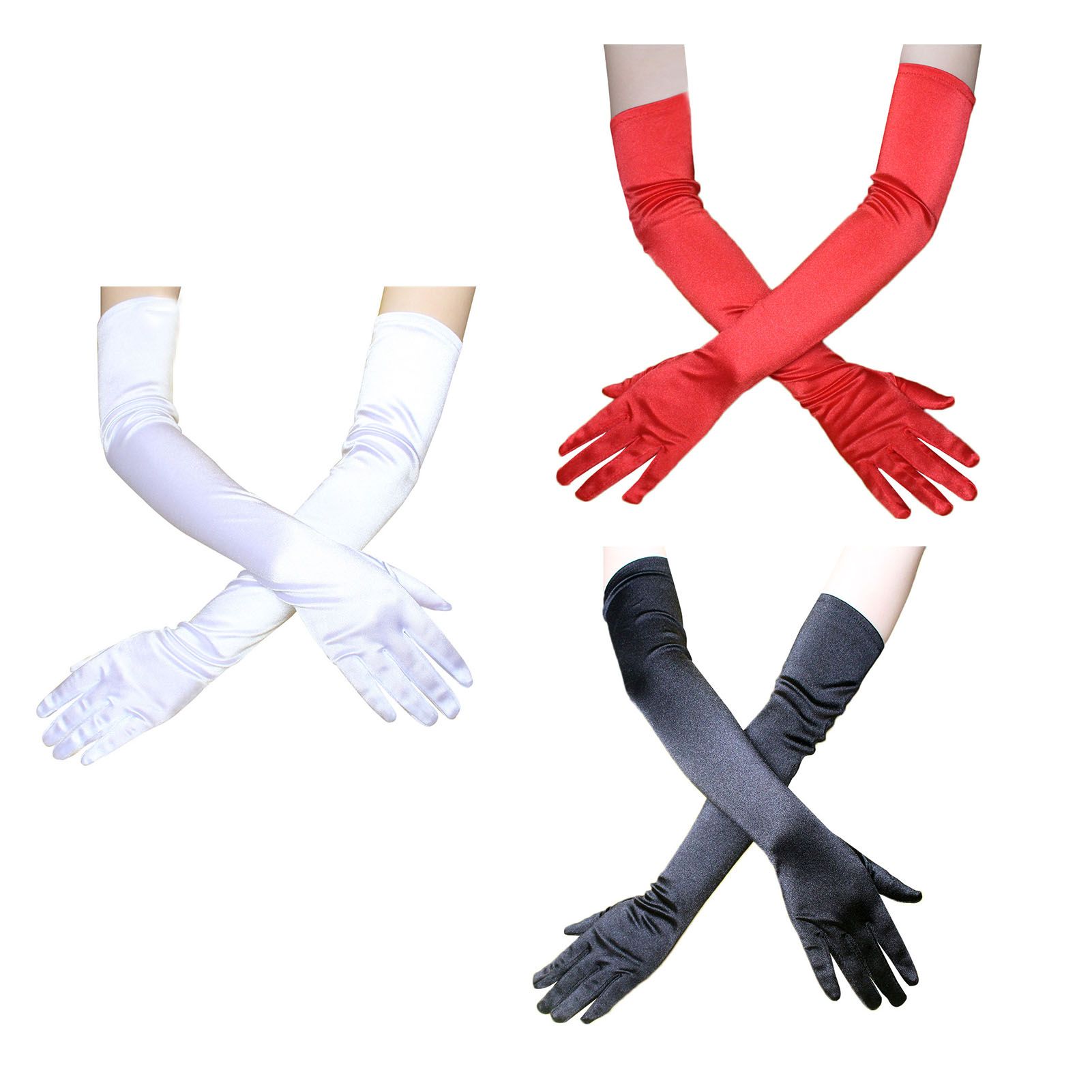 Long Satin Gloves Fashionable Stretch Long Evening Opera Satin Gloves for Wedding Performance Party — image 4