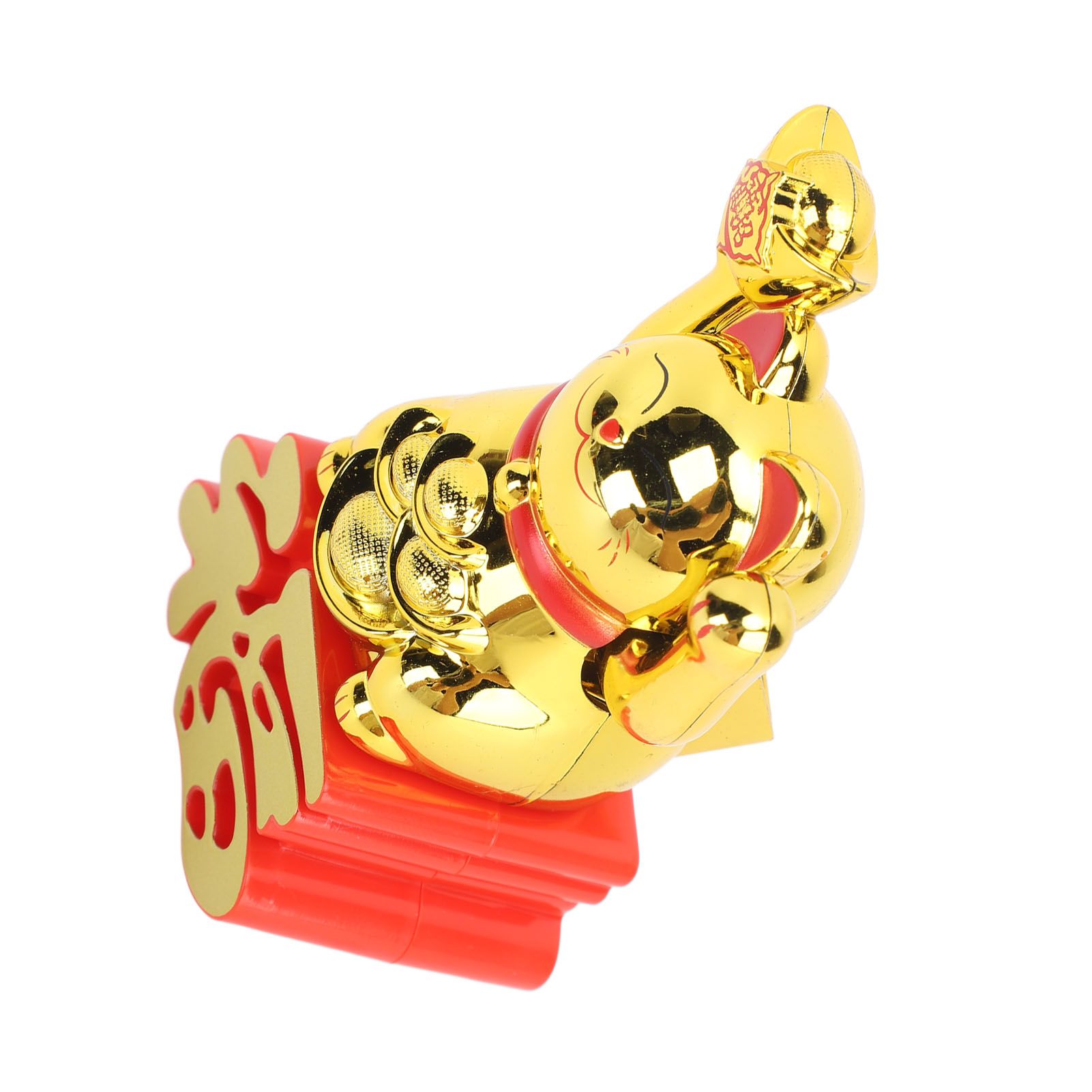 Lucky Cat Ornament Waving Arm Attract Wealth Lucky Fortune Cat for Desktop Car Office Shop Gold MLY23110