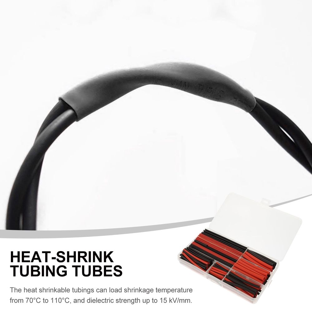 2:1 Heat Shrink Tubing Durable Polyolefin Black and Red 150Pcs
