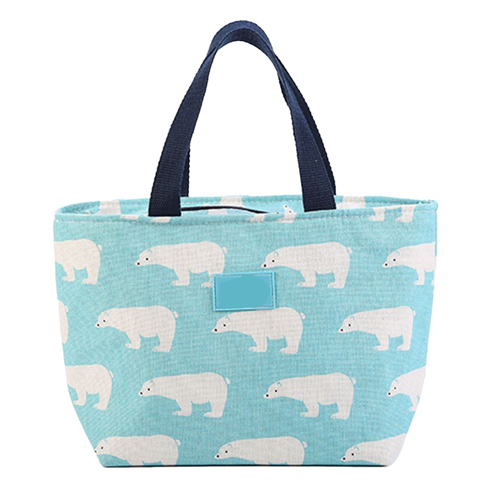 Lunch Bag Tote Insulated Aluminum Foil Lined Nordic Style Cotton Linen Cloth Portable Handheld for Student