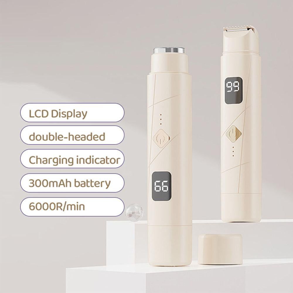 2 in 1 Women Electric Shaver Dual Head Bikini Trimmer Body Hair Trimmer Facial Hair Remover - Beige