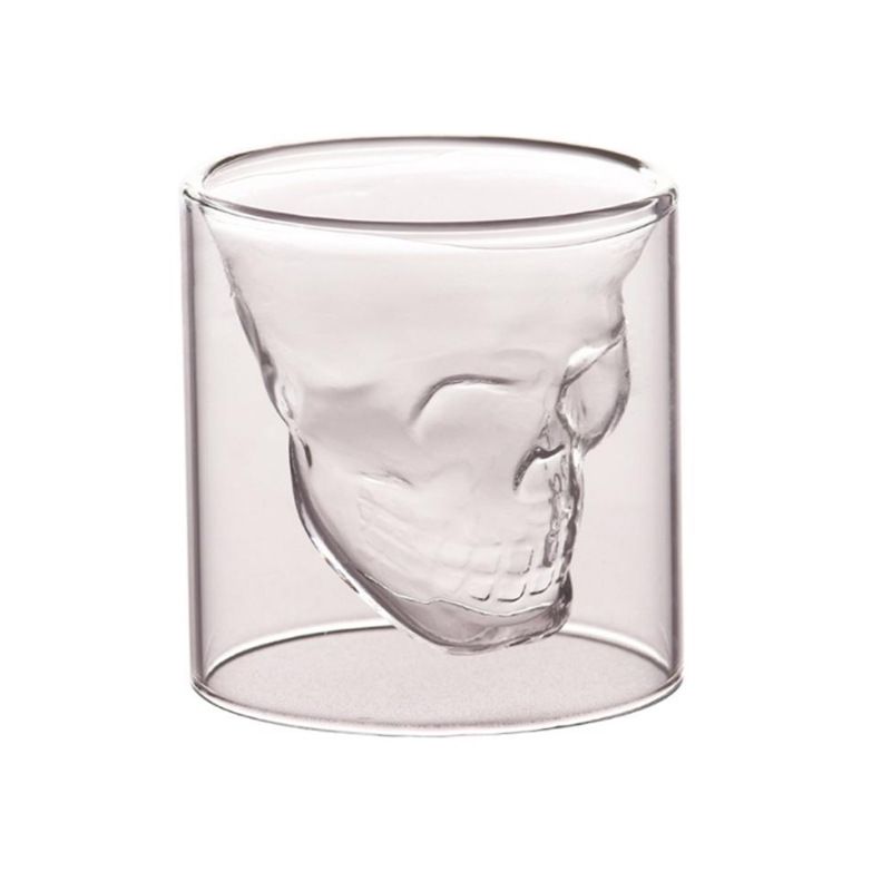 Crystal Skull Shot Glasses Beer Cup, Creative Double Layer Skull Shot Glass for Whiskey Tequila Vodka, Perfect for Halloween