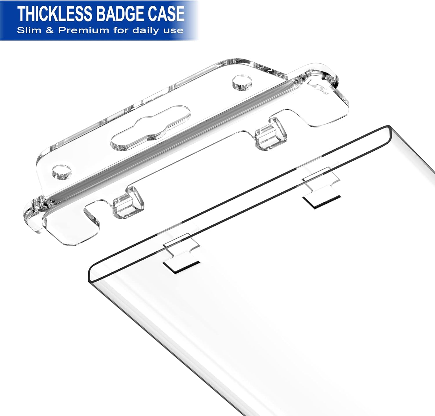 Clear ID Badge Holder Hard Plastic ID Holder for Lanyard by, Permanent Locking, Vertical, 10 Pack — image 2
