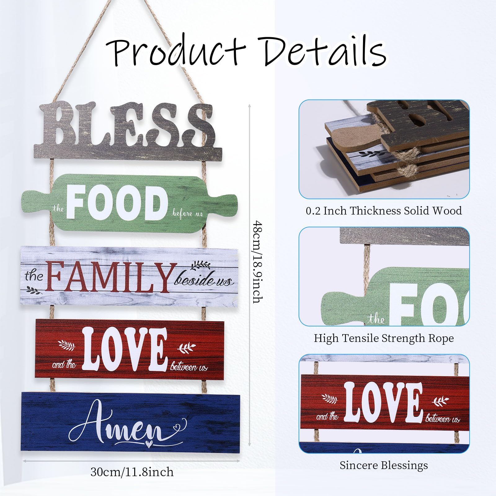 Wall Art Dining Room Wall Decor Signs, Great Gift for Farmhouse Kitchen Wall Decor Wooden Collage Wall Art (Retro Multicolor) — image 4