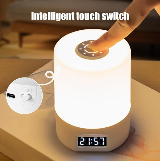Rechargeable LED Desk Lamp, 3 Color Modes Eye Caring Night Light, Dimmable Bedside Light for Bedroom Desk (White) — image 2