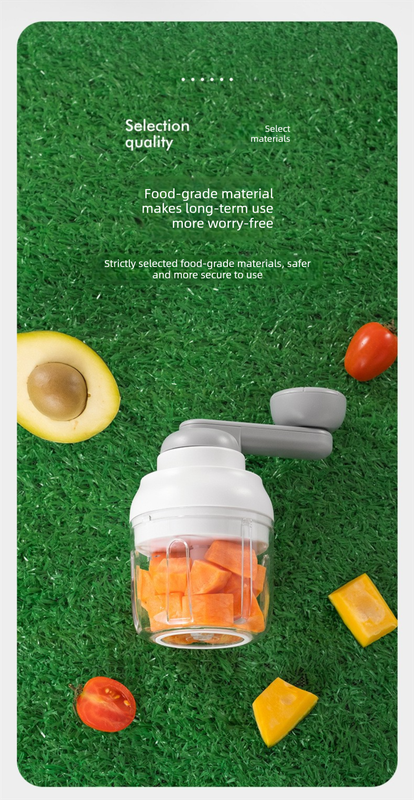 Manual Mini Garlic Chopper & Food Processor 250ml Portable Hand-Crank Mincer for Garlic, Meat, and Baby Food – Ivory White — image 6