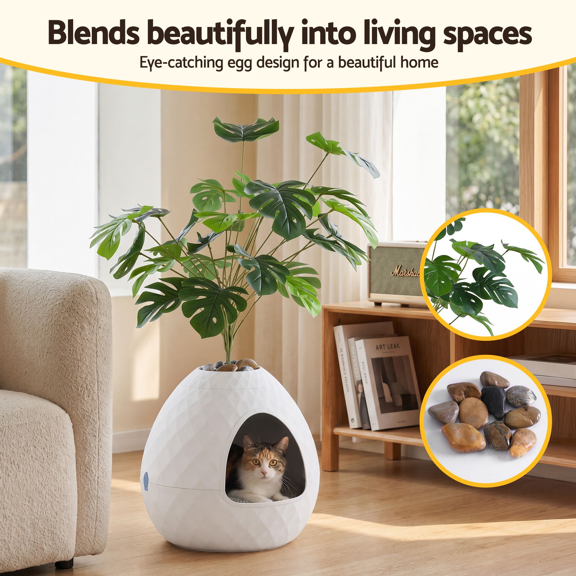 i.Pet Cat Litter Box Hidden Litter Tray Enclosure Planter Furniture House White โ image 5