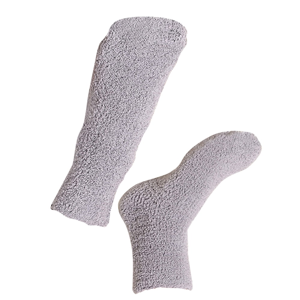 Mens Warm Bed Socks 1 Pair Thick Fuzzy Sleep Socks Grey 9.8 × 2.8 × 0.2in — image 3