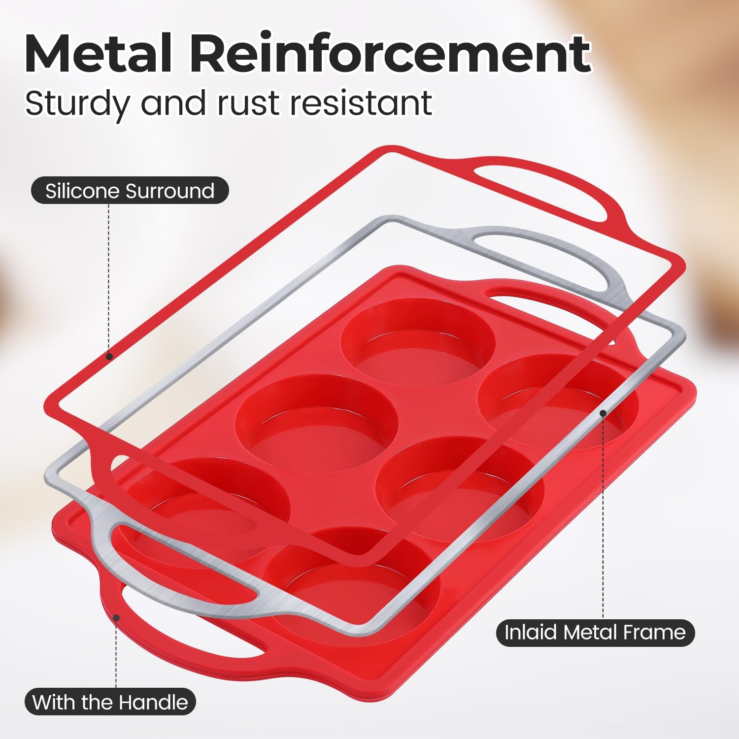 Silicone Muffin Top Pan & Metal Frame Round Egg Baking Pan — image 4