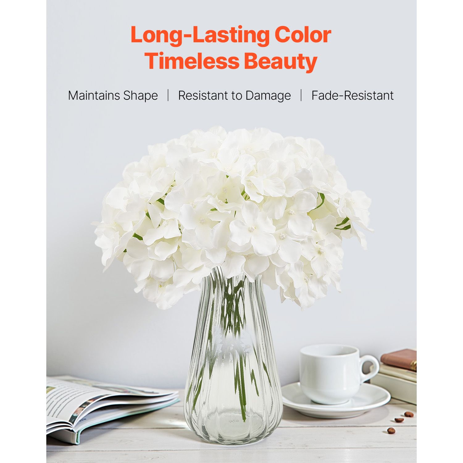 Artificial Flowers, 105 pcs Real Looking White Silk Fake Hydrangea Bulk, White Faux Bridal Shower with Stems for DIY Wedding Bouquets, Home Centerpieces — image 3