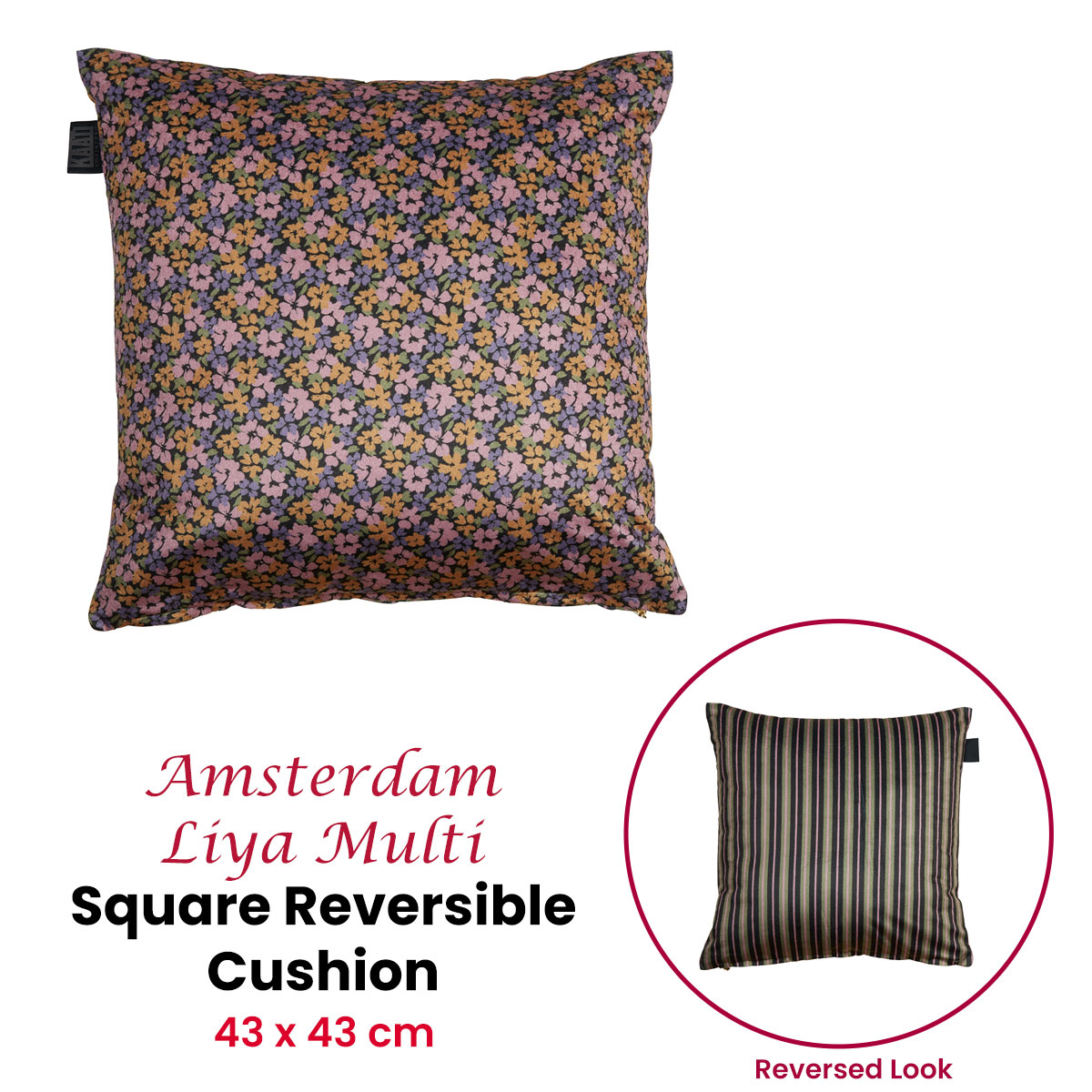 KAAT Amsterdam Liya Multi Floral Square Filled Cushion 43cm x 43cm — image 2