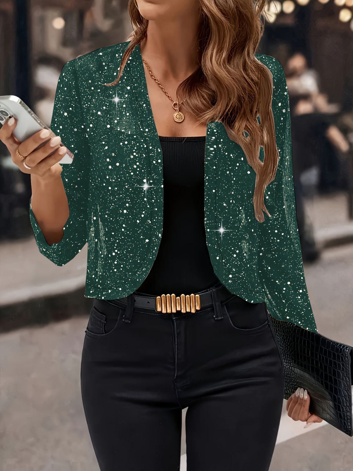 Sparkly Women'S Jacket Sheer Jacket Women'S Outerwear Fashion Jacket Glamorous - Dark Gray - Size S โ image 6