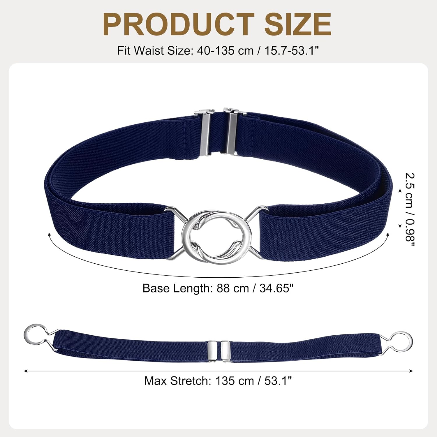 Women Stretchy Waist Belt, No Show Elastic Stretch Belts with Flat Buckle for Dresses Jeans Casual Pants — image 2