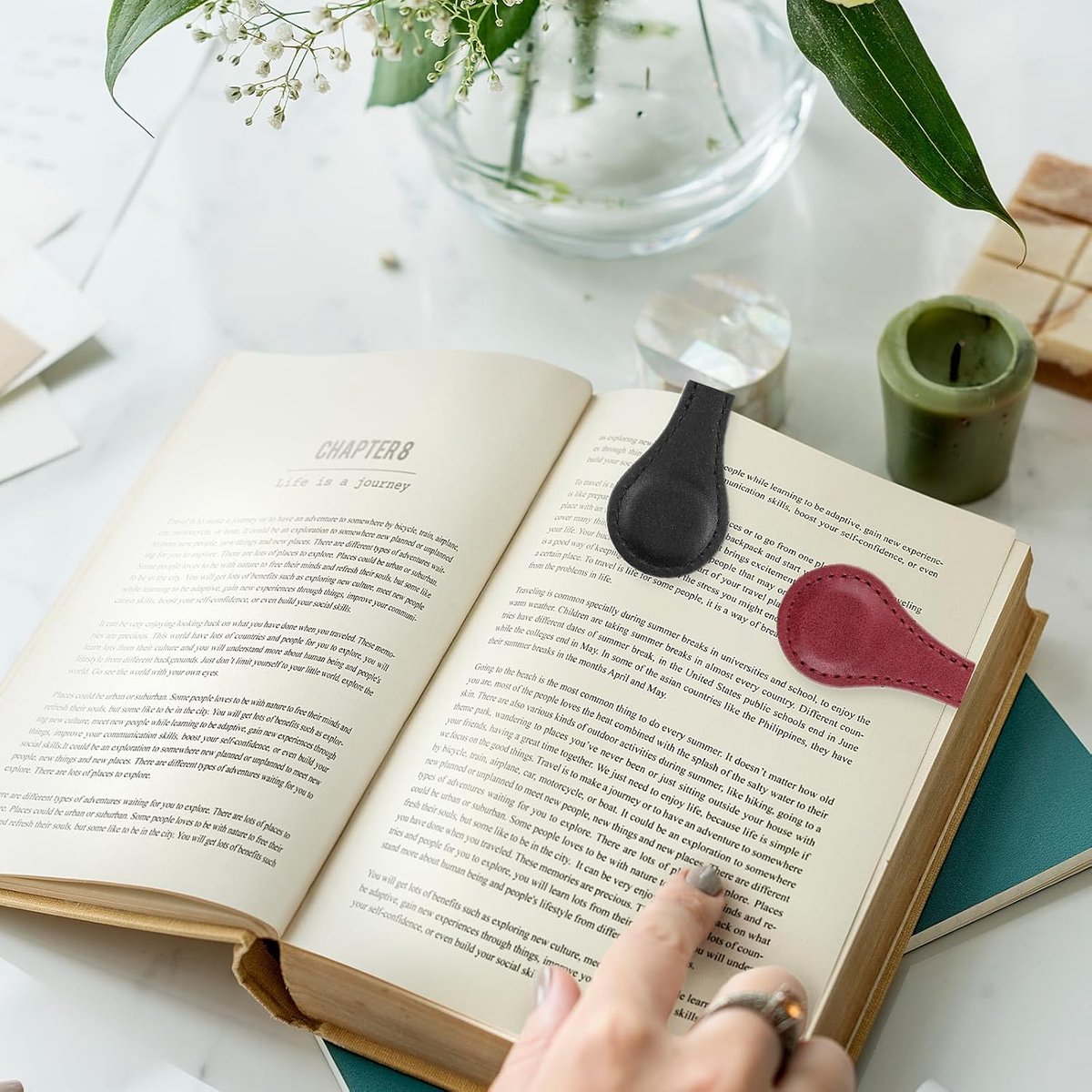 Bookmarks - 2 Pieces - Bookmark - Book Accessories - Page Holder - Magnetic Bookmark - For Both Boys And Girls - For Books/Stationery - Children - Leather — image 4