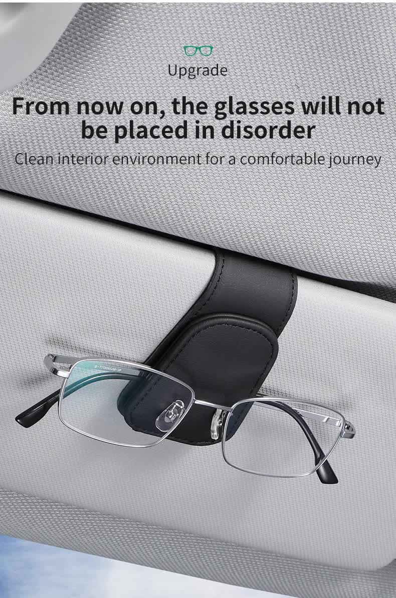 2 Pcs Orange PU Leather Car Visor Sunglasses Holder - Multi-Functional Clip for Glasses, Cards & Tickets, 9.5 × 4.5cm — image 5