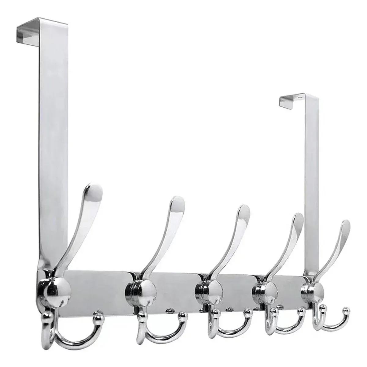 5 Hooks Behind Door Silver Door Hook Coat Hook Clothes Hook Storage Organizer — image 2