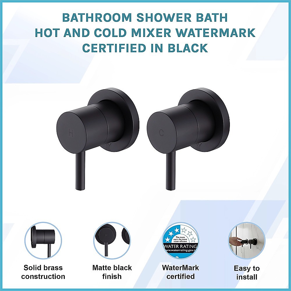 Bathroom Shower Bath Hot and Cold Mixer WATERMARK Certified in Black โ image 3