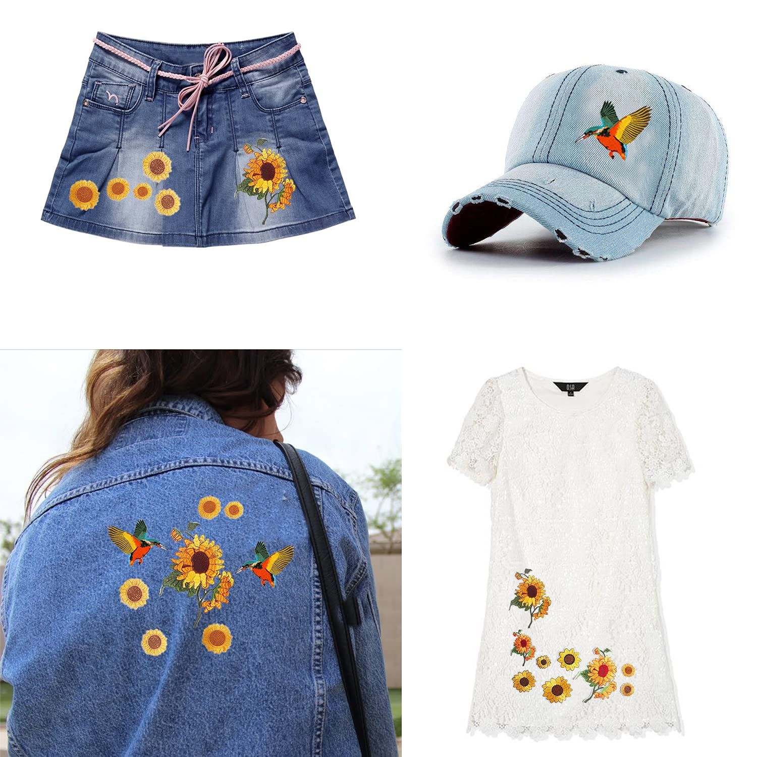 20 PCS Embroidered Flowers Iron on Patches, Sunflower Sew On Patches Bird Butterfly Embroidered Appliques Sticker Patches โ image 5
