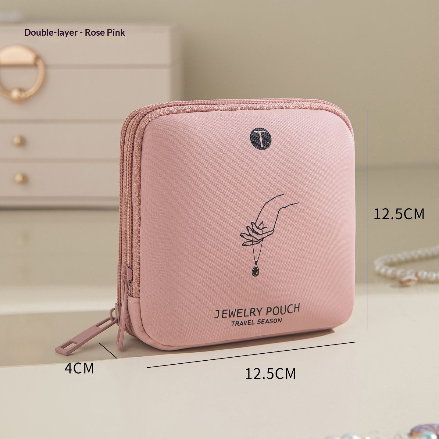 Small Travel Jewelry Case, Jewelry Pouch Bag with Zipper, Valentines Gifts for Women, Jewelry Organizer for Bracelet Bangle Rings Earring (Pink,only bag) โ image 2