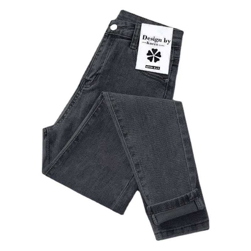Women Jeans High Waist Cotton Stretch Grey Light Blue 25 โ image 2