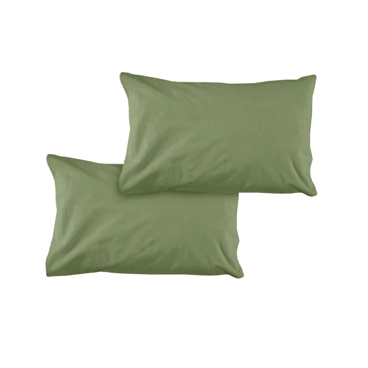 Pair of Solid Colour Microfiber Standard Pillowcases 48 × 73cmx15cm (Flap) Olive