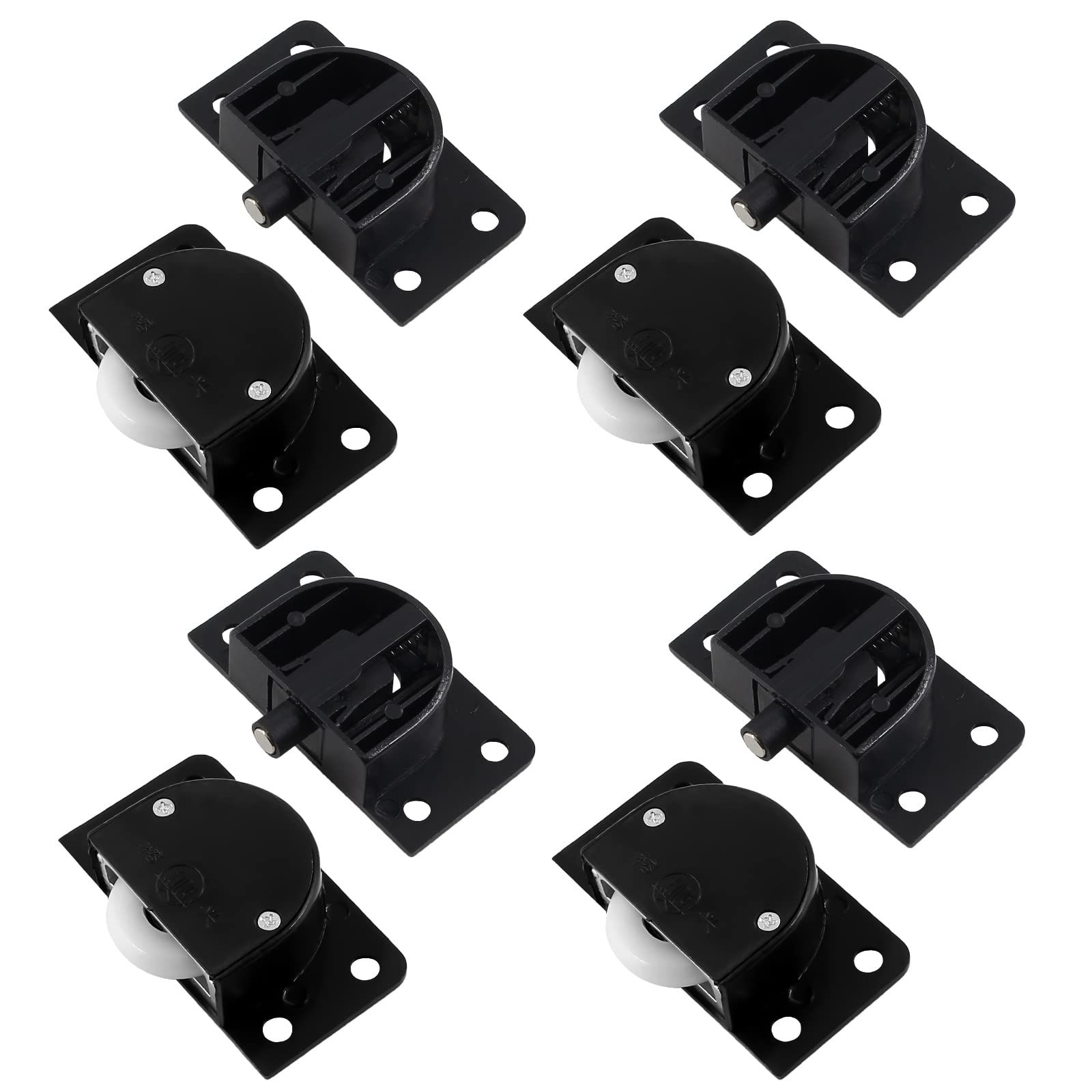 4 Pairs Sliding Door Pulley Plastic Sliding Door Roller for Cabinet Barn Door Wardrobe Closet(Black)
