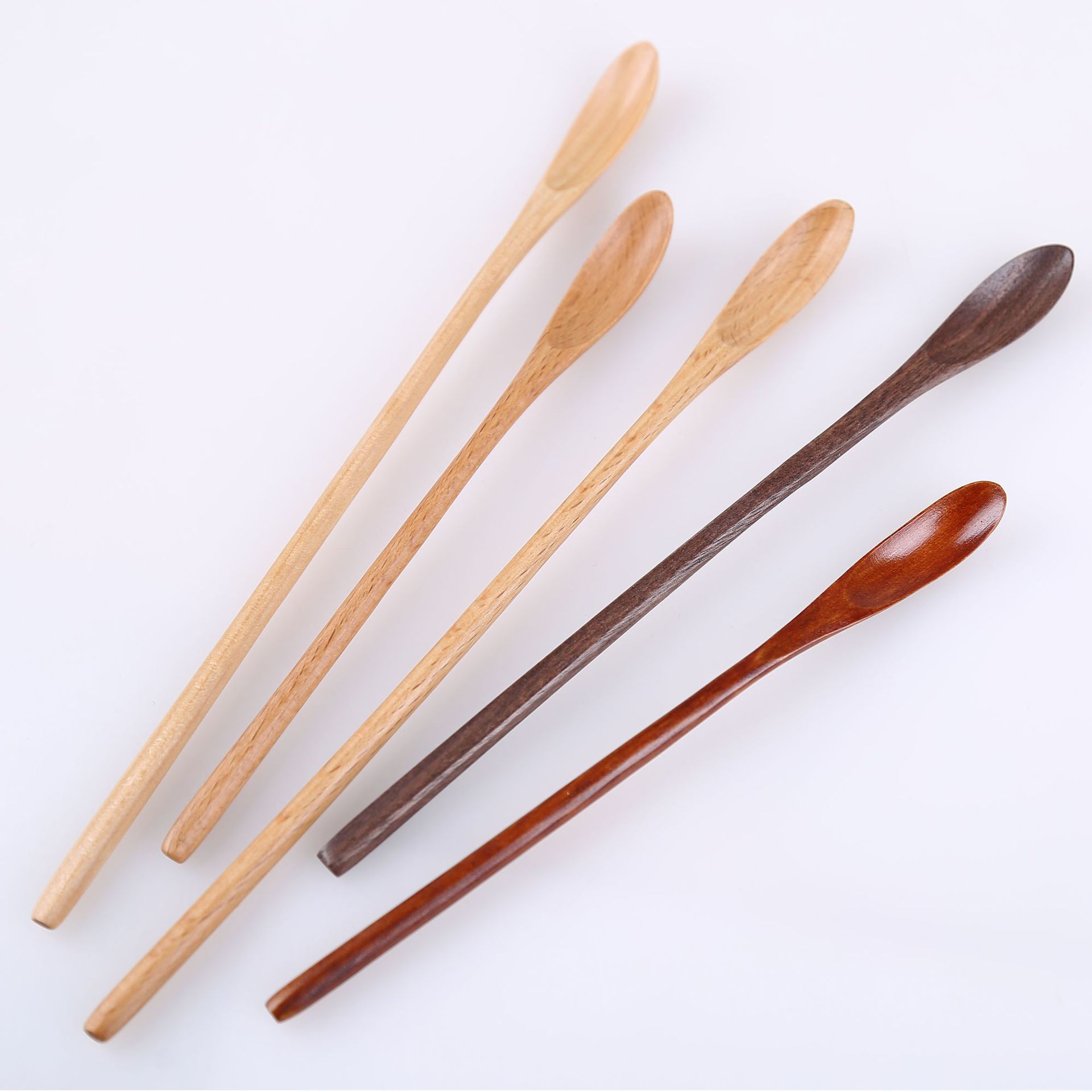 YF JY Wooden Spoon Japanese Style Long Handle... 20*2cm log black line — image 2