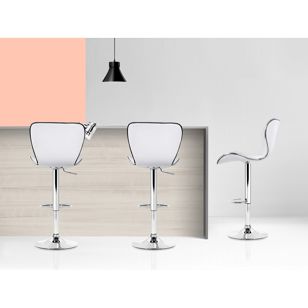 Artiss 2x Bar Stools Gas Lift Leather Seat White โ image 4