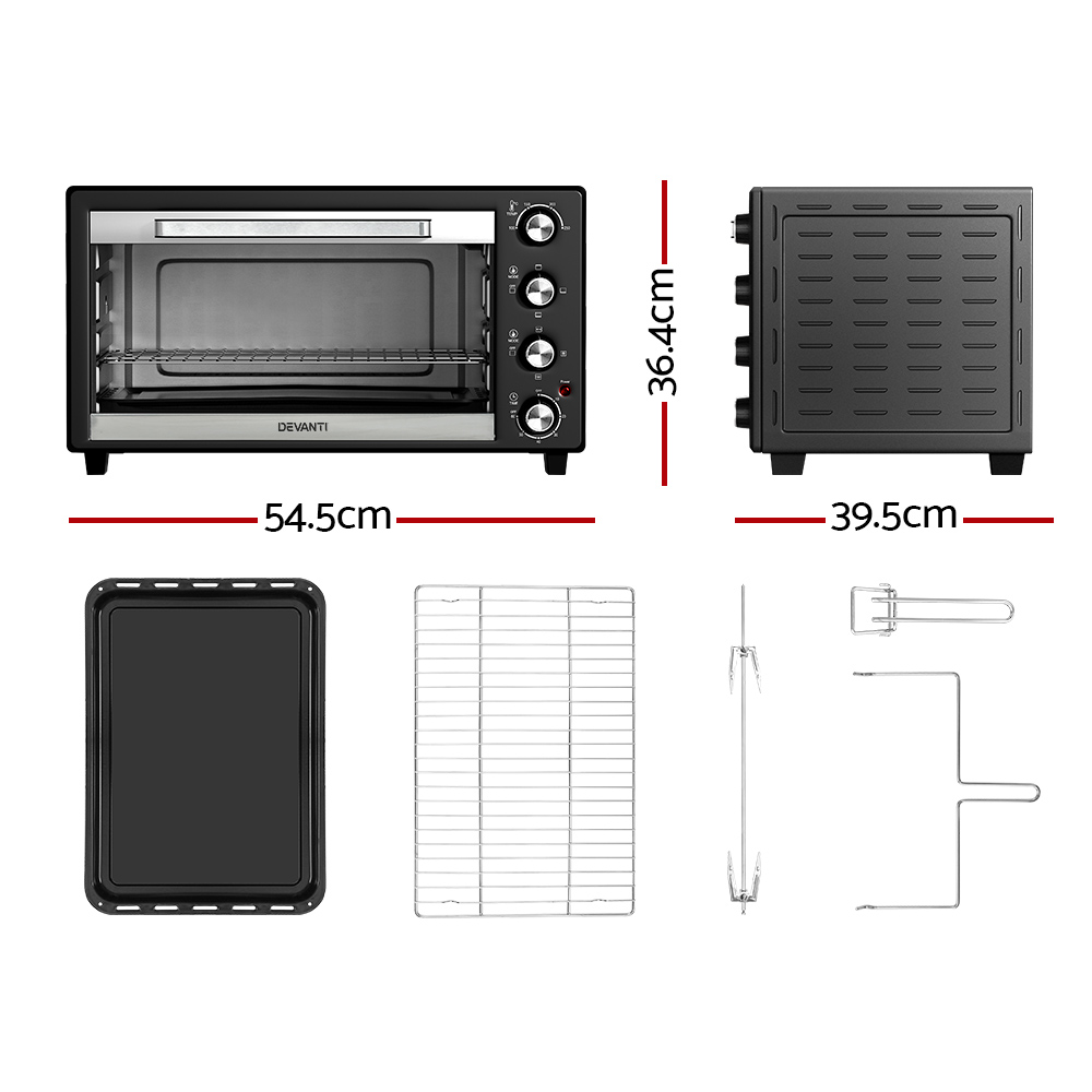 Devanti 45L Convection Oven Electric Fryer Ovens 1800W โ image 2