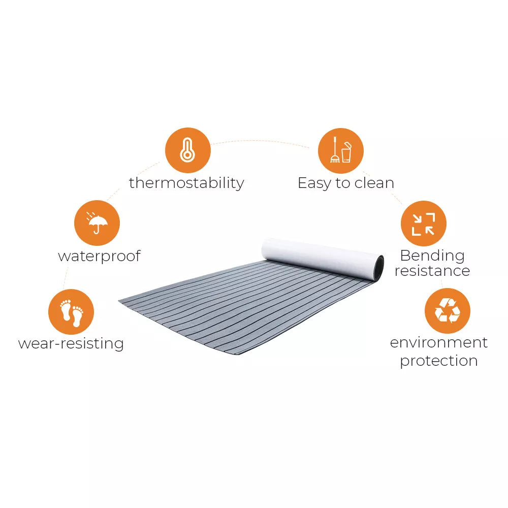EVA Boat Flooring Mat Foam Boat Decking Faux Teak Marine Mat Boat Carpet Sea Deck Marine Flooring for Motorboat RV Yacht Kayak Surfboard 240cmx90cm — image 4