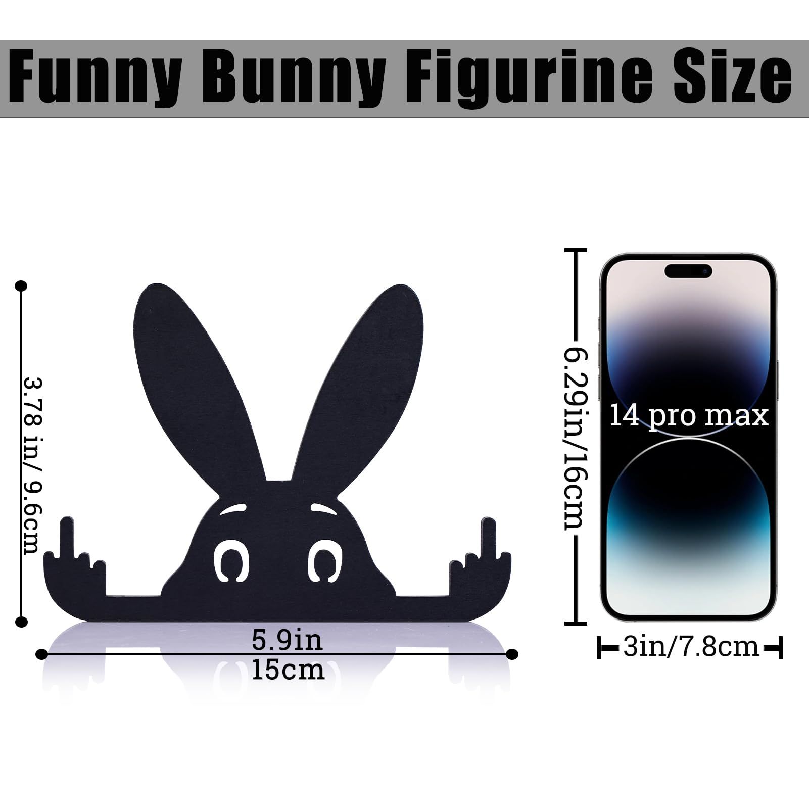 Funny Middle Finger Rabbit, Adorable Black Rabbit Statue with Raised Middle Finger, Black Rabbit Decor, (Rabbit -5.9 in) โ image 5