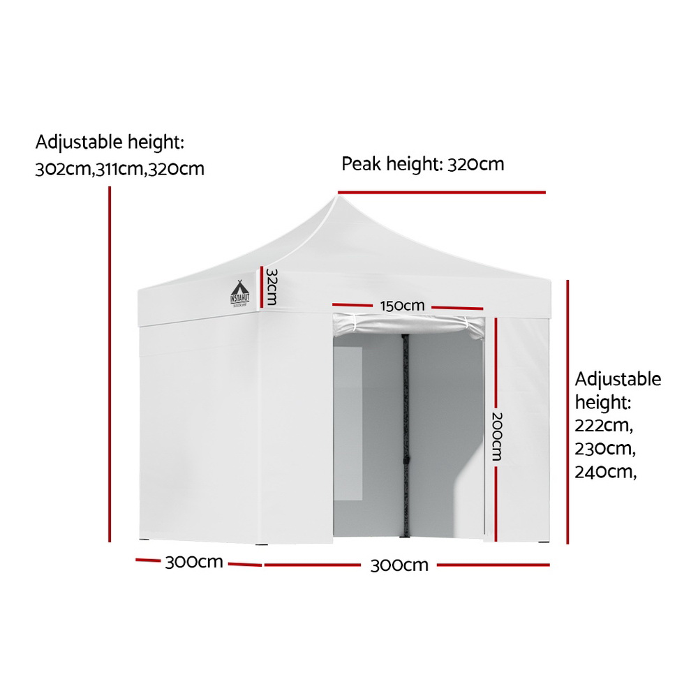 Instahut Gazebo Pop Up Marquee 3x3 Folding Tent Wedding Gazebos 500D White — image 2