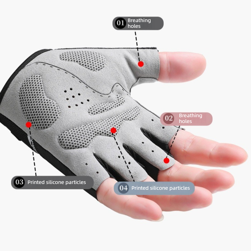 Red Size XL - One Pair - Breathable Mesh Half-Finger Sports Gloves, Non-Slip Silicone Shock-Absorbing Gloves for Cycling Fitness — image 2