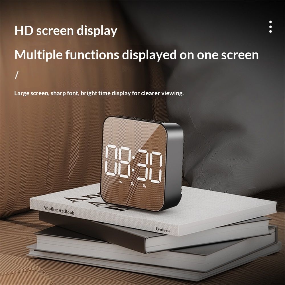LED clock, student alarm clock, plug-in dual-use, large screen display, digital clock, voice controlled temperature clock（black） — image 3