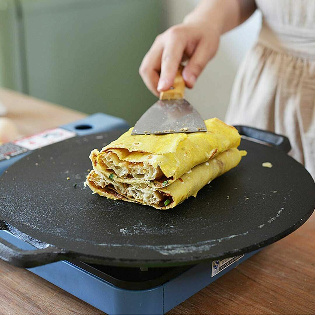 40cm Seasoned Cast Iron Induction Crepes Pan Baking Pancake Tool Pizza Bakeware โ image 5