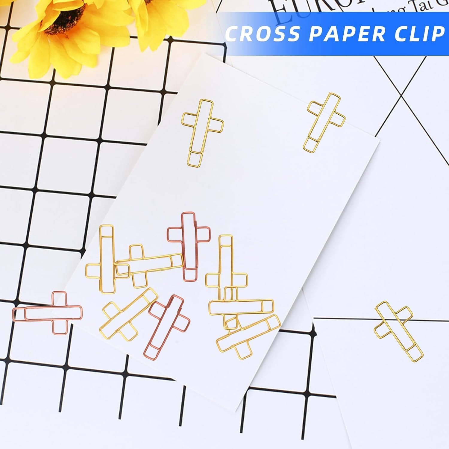 Cross Paper Clips - 20 Pack (Gold & Rose Gold) Bible & Journal Clips - Journaling Bookmarks Paperclips for Office School Home Use - Also Perfect for Bible — image 5