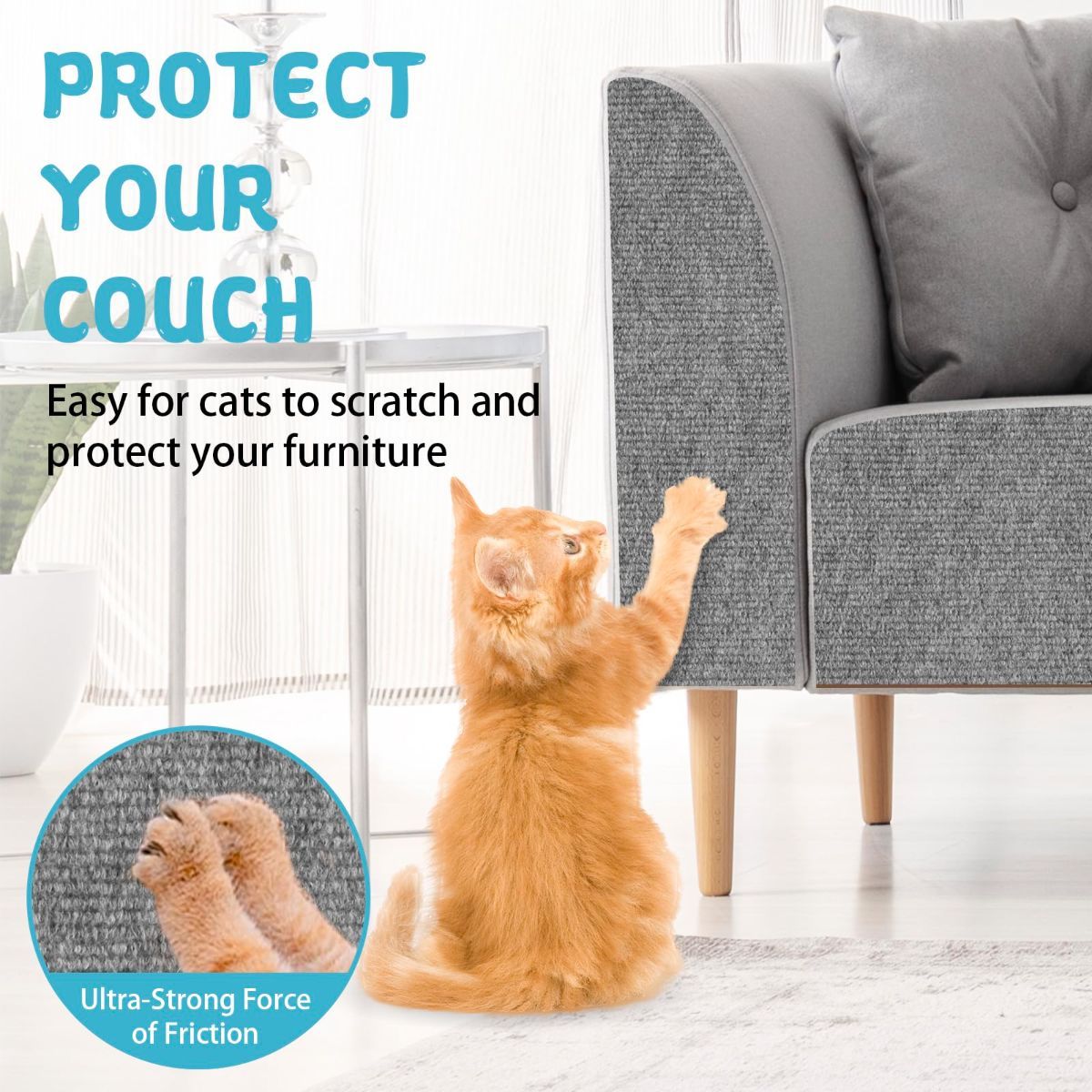 Cat Scratching Pad DIY Cat Accessory Cat Furniture Protection Cat Climbing - Brown - Size 15.8''ร78.7'' โ image 3