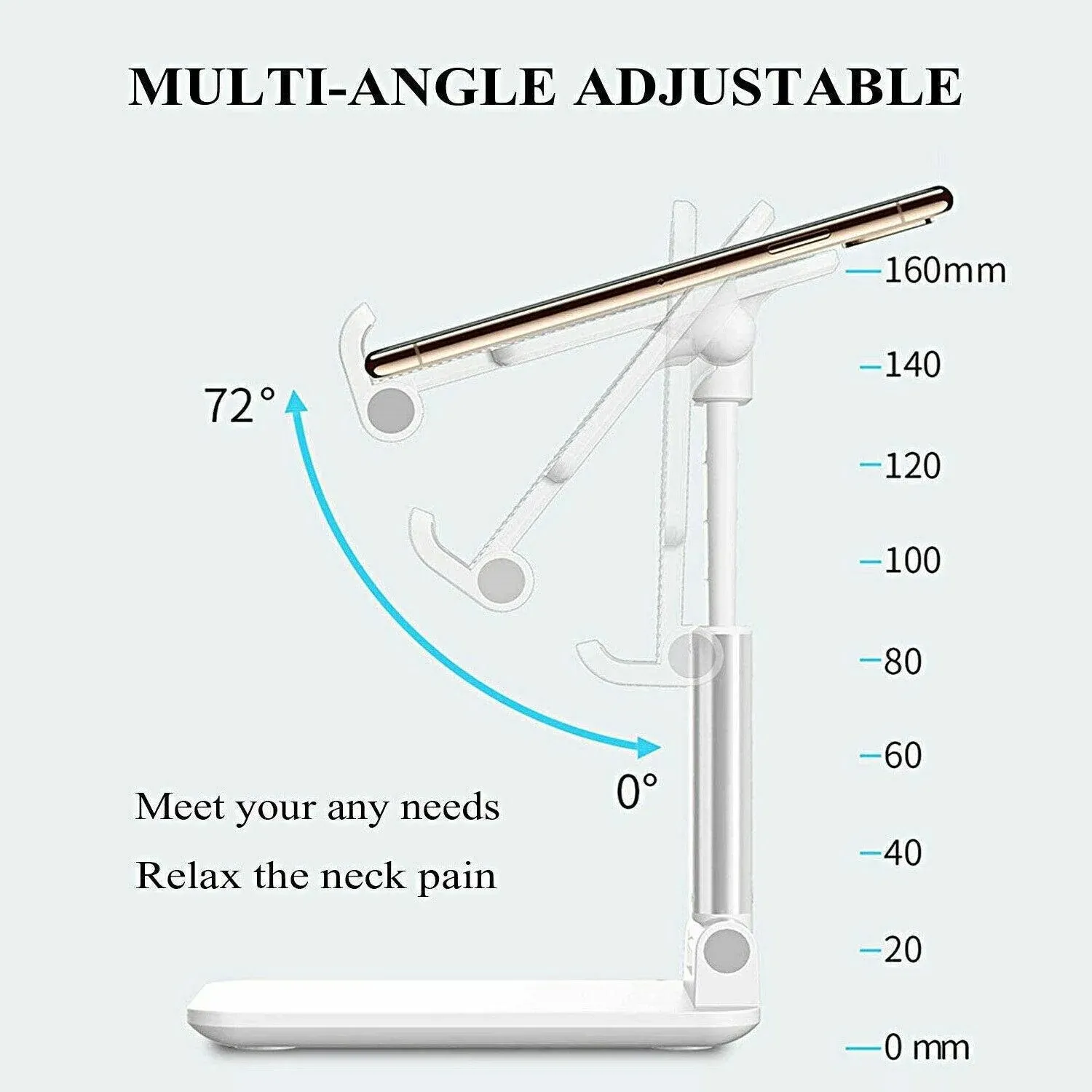 Foldable Adjustable Universal Desk Stand Holder For Mobile Phone Tablet Portable - White โ image 5