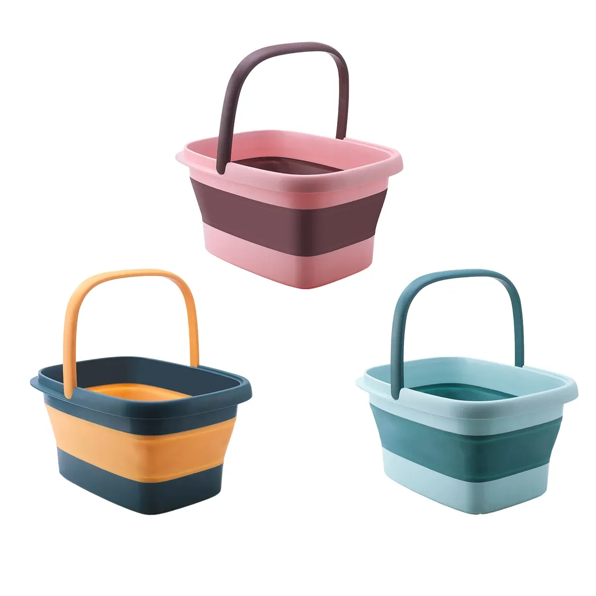 Folding Foot Spa Pedicure Bath Massage Tub Bucket Feet Basin Therapy Luxury - Green — image 3