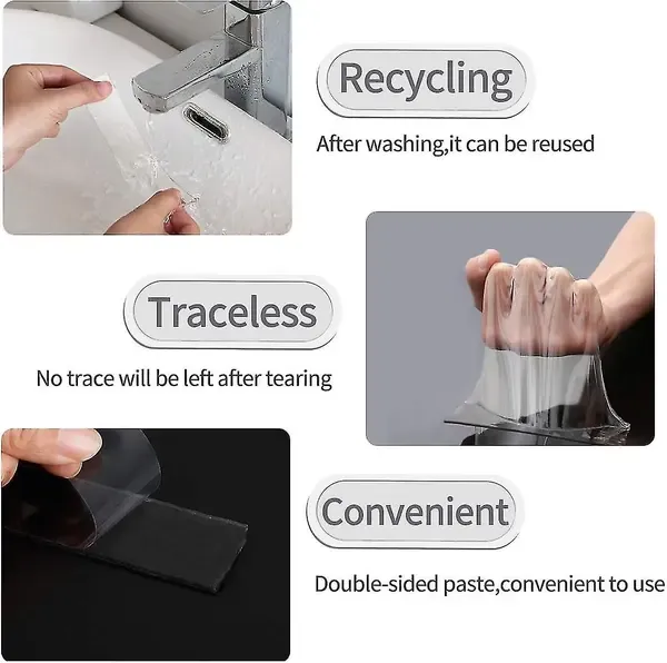 Clear Double-Sided Nano Tape, Washable Reusable Strong Adhesive Mounting Tape for Home, Office, Wall Decor and Craft Projects โ image 4