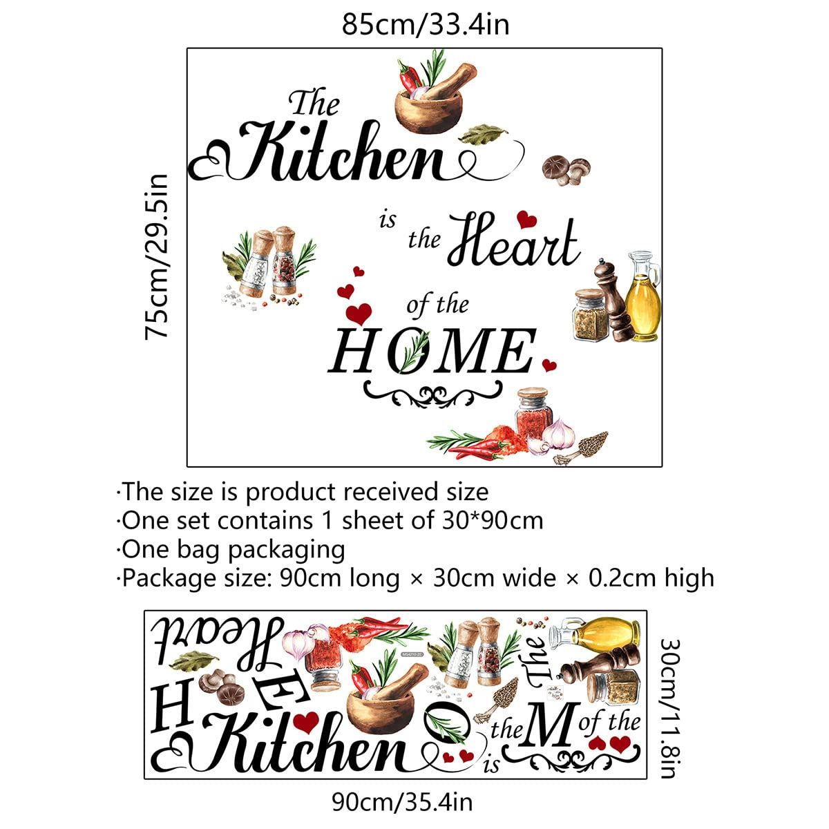 Heart of The Home Wall Sticker Food Lettering Quotes Saying Wall Decals Kitchen Dining Room Restaurant Wall Decor — image 5