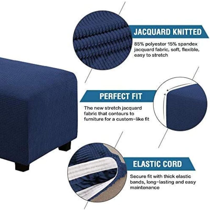 Square Ottoman Cover Soft Jacquard Stretch Footstool Cover Light Gray, Size S — image 4