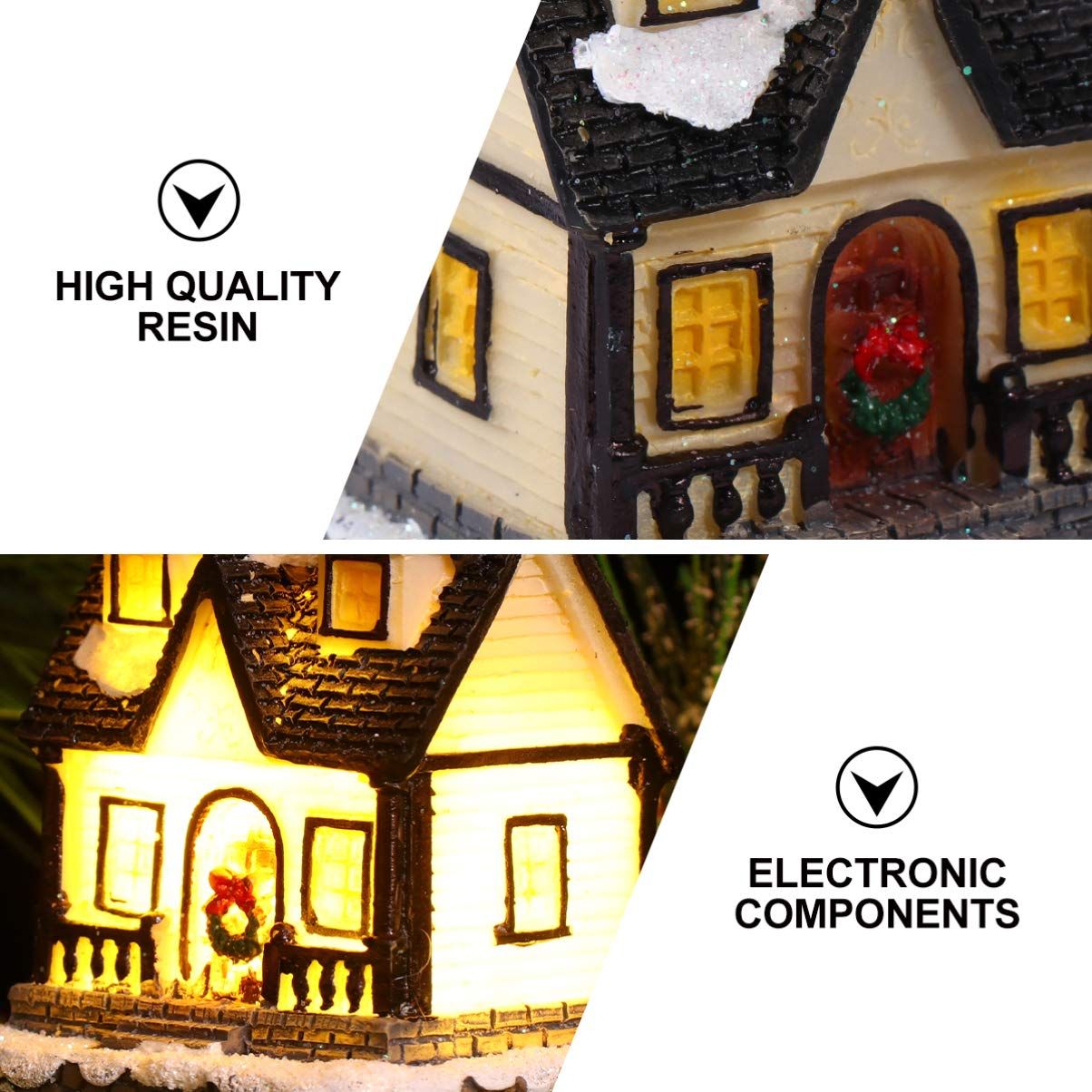 Christmas Village Houses with LED Light Resin Village Houses Lit Building Table Decoration for Christmas Holiday Party Dollhouse — image 4