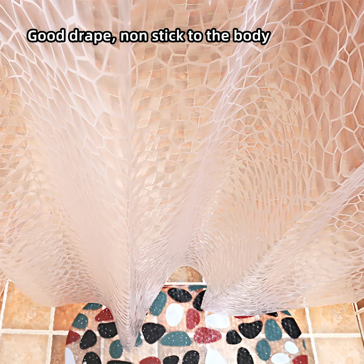 Waterproof Bath Curtain PEVA Fabric Mould Resistant for Bathroom — image 4