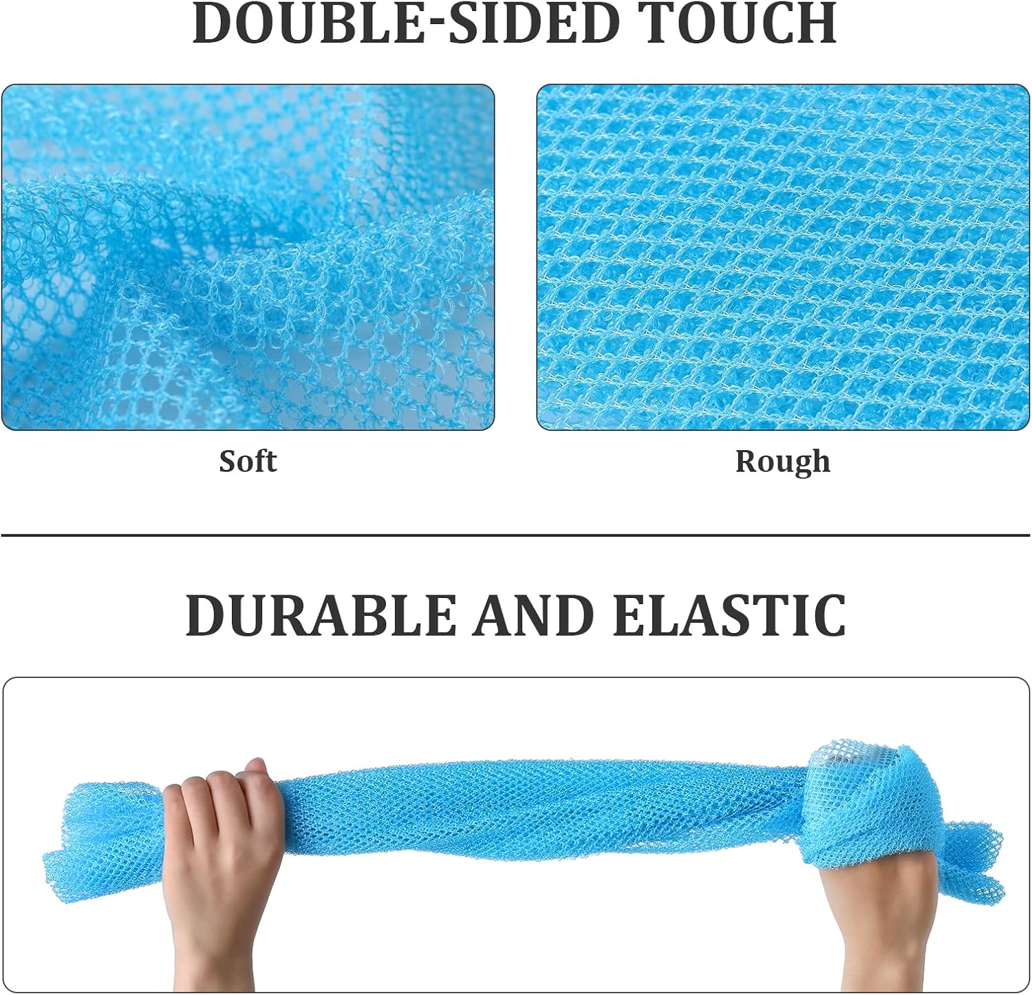 4 Pieces African Exfoliating Net, Long African Net Sponge, Nylon African Net Cloth, Exfoliating Washcloth, Body Scrubbers for Use in Shower, Back Scrubber Skin โ image 2