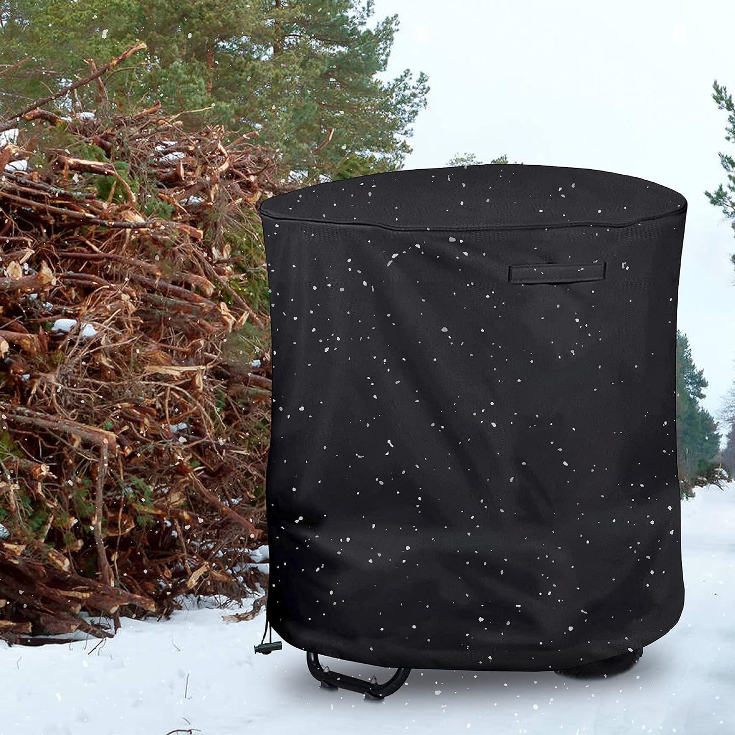 Waterproof Heavy-Duty Wood Chipper Shredder Mulcher Cover for Wood Chipper Shredder Mulcher and Leaf Mulcher(420D:85*110cm),Black — image 3
