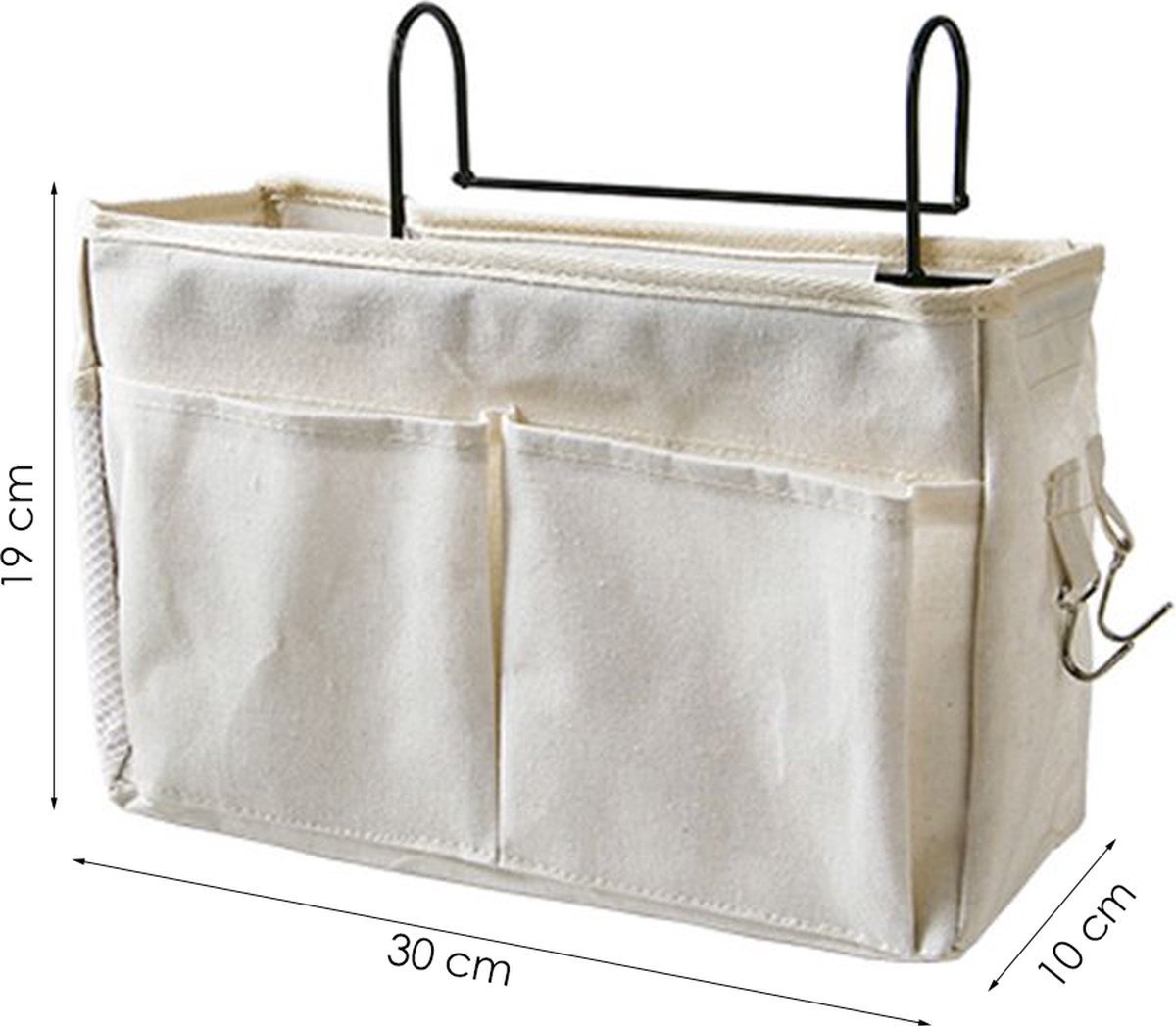 Bedside Pocket - Bed Organizer With Frame - Bed Storage Bag - Cotton - Bed Storage Bag - Bedside Table - Bedside Organizer - Bedside Pocket Storage Bag - White — image 5