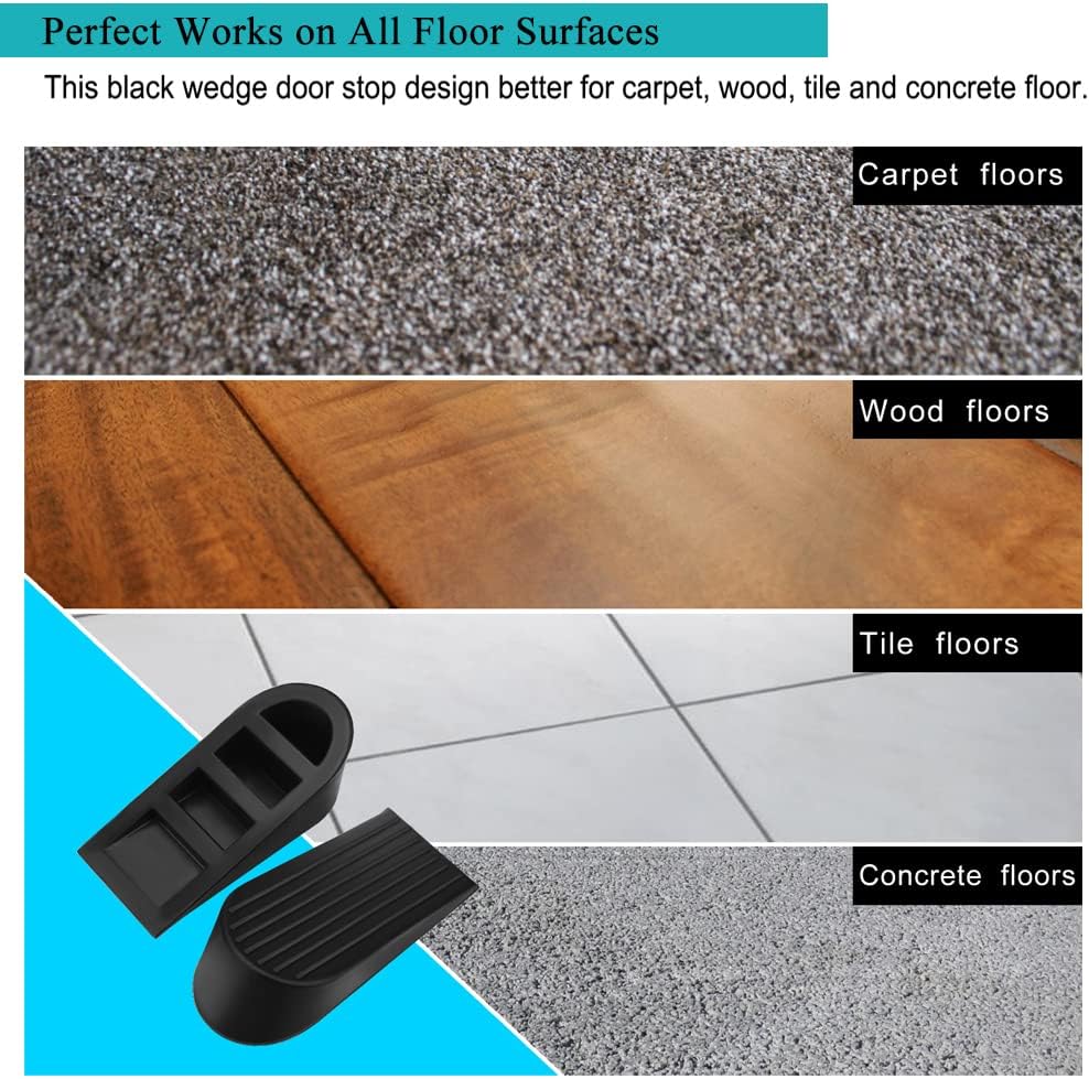 Big Door Stopper 2 Packs, Heavy Duty Wedge Rubber Door Stop Works on All Floor Surfaces, Non-Scratching Doorstops Special for Home Office School Heavy Door — image 5